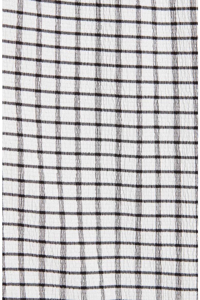 Puff Shoulder Midi Dress, Alternate, color, BLACK W/ WHITE CHECK