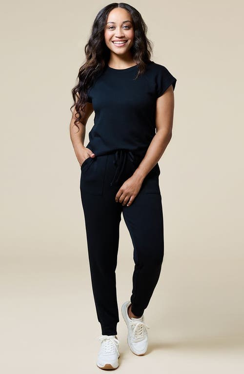 Softies Athleisure Puredream Short Raglan Crew Neck Jogger Set In Black