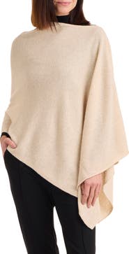 Amicale Asymmetrical Hem Cashmere Poncho
