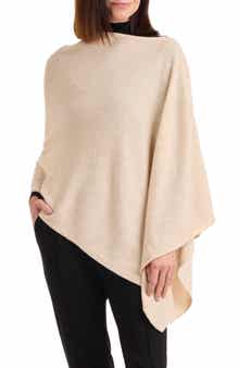 Amicale Asymmetrical Hem Cashmere Poncho