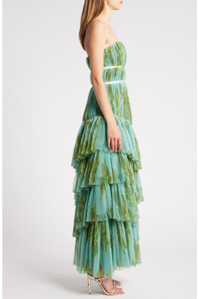 Strapless Tiered Tulle Gown, Alternate, color, SEAFOAM