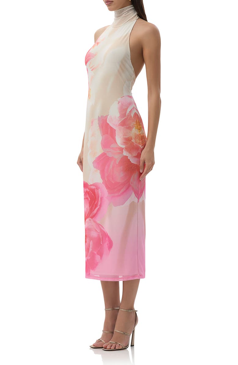 AFRM Olimpia Floral Halter Neck Mesh Dress, Alternate, color, 