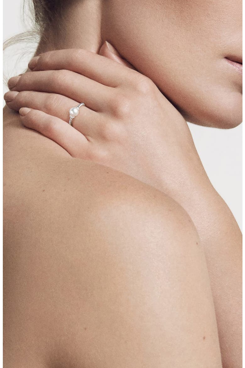 Solari Station Ring with Pearl & Diamonds in 18K Gold, Alternate, color, WHITE GOLD/ DIAMOND/ PEARL