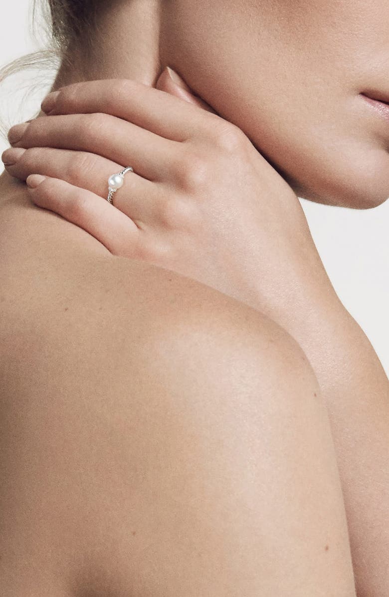 David Yurman Solari Station Ring with Pearl & Diamonds in 18K Gold, Alternate, color, 