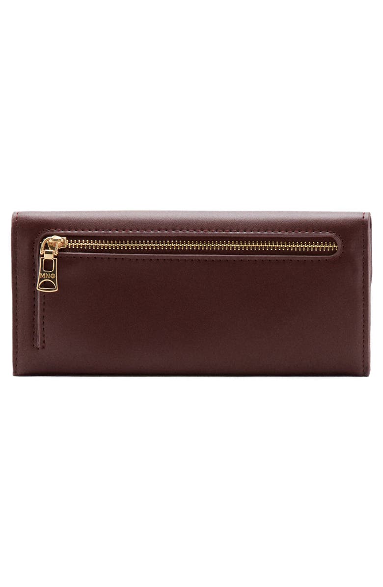 MANGO Faux Leather Flap Wallet, Alternate, color, Burgundy