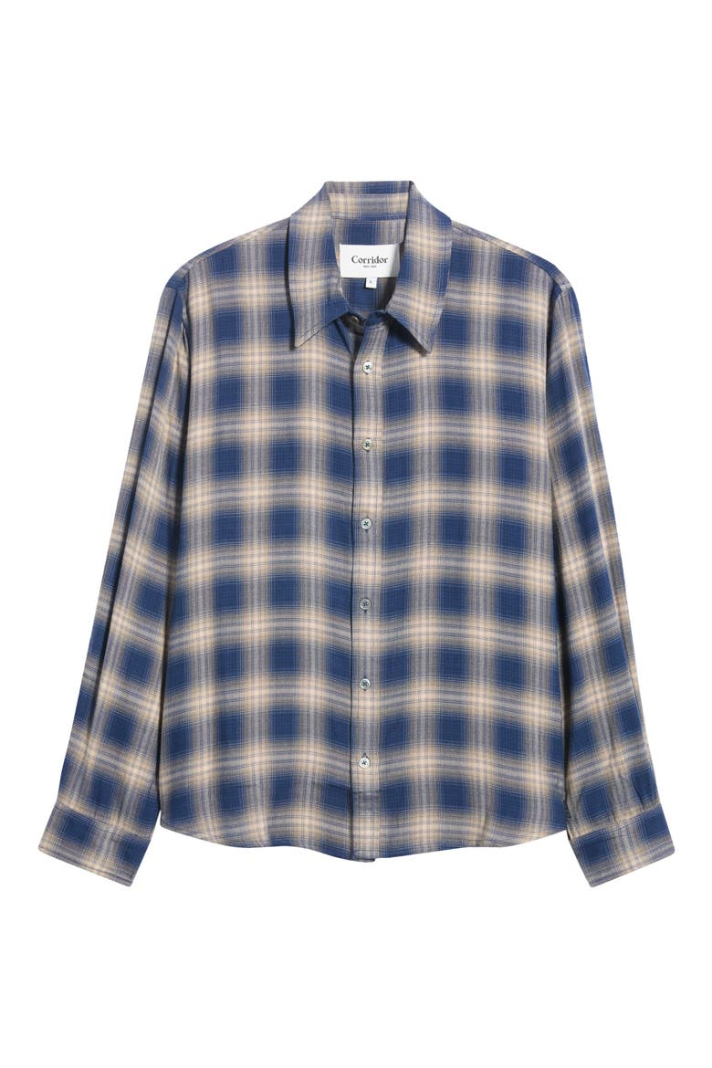 Mirabelle Plaid Rayon Shirt, Alternate, color, NAVY