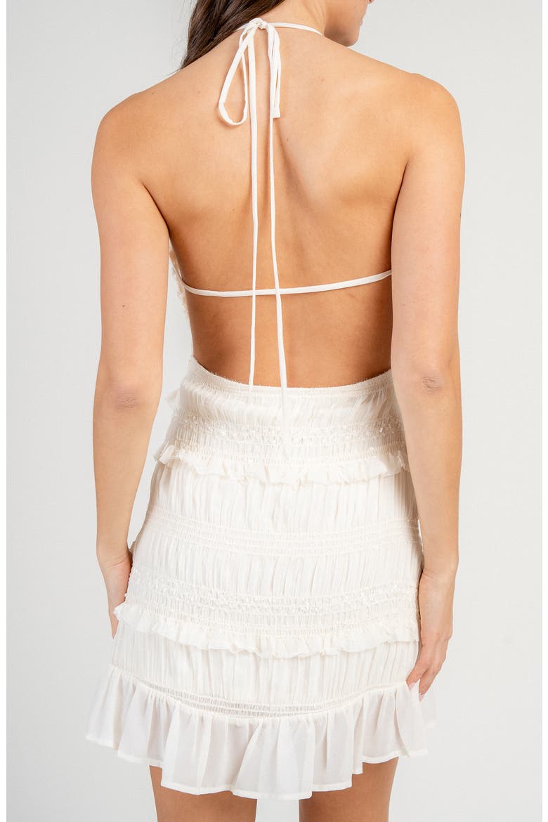 Ruched Halter Minidress, Alternate, color, CREAM