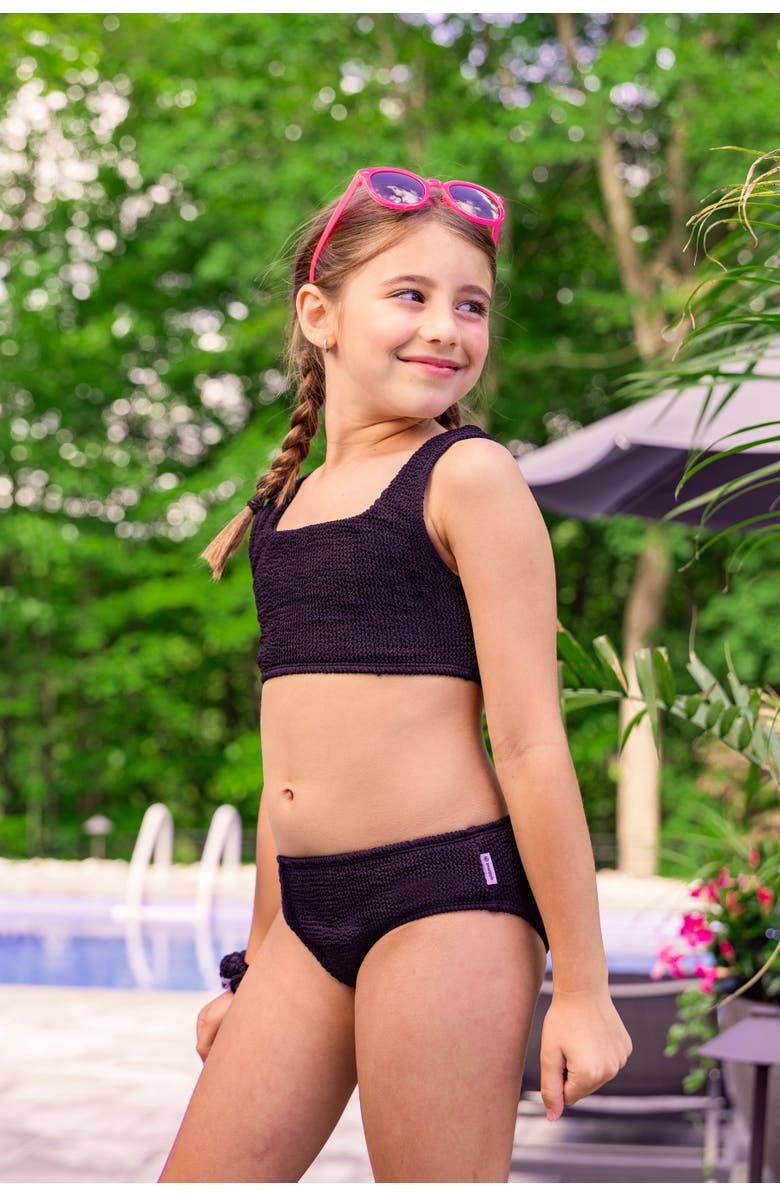 Limeapple Crinkle Bikini Swimsuit, Alternate, color, Black