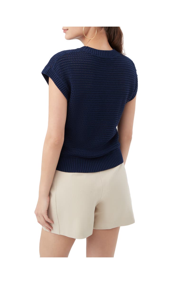 Trina Turk Yuri Open Knit Short Sleeve Pullover, Alternate, color, Sumi Blue