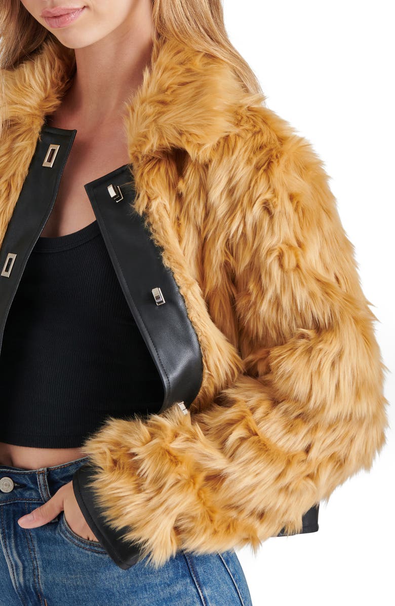 Steve Madden Nimba Faux Fur & Faux Leather Jacket, Alternate, color, 