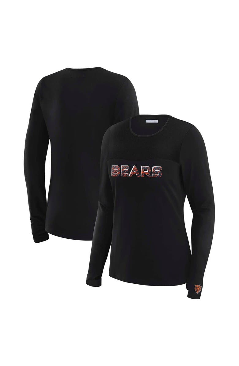 WEAR by Erin Andrews Women's WEAR by Erin Andrews x Gracie Hunt Black Chicago Bears Mesh Panel Long Sleeve T-Shirt, Main, color, Black