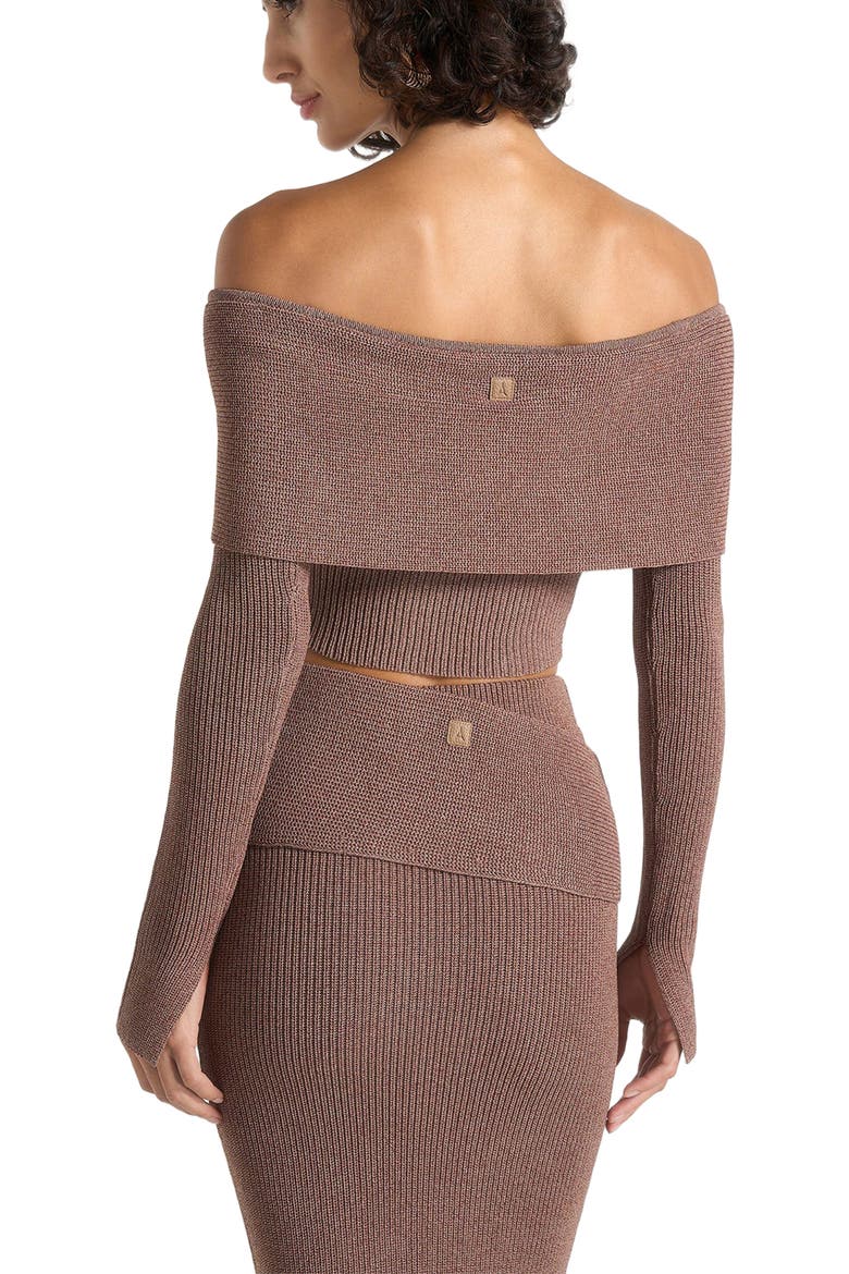 Shana Asymmetric Bardot Top With Hardware Detail, Alternate, color, Taupe
