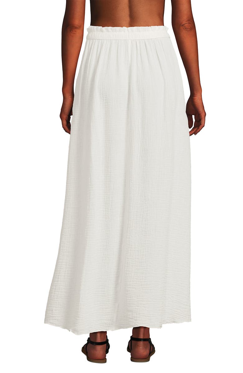 Lands' End Cotton Gauze Maxi Swim Cover-up Skirt, Alternate, color, Chalk White