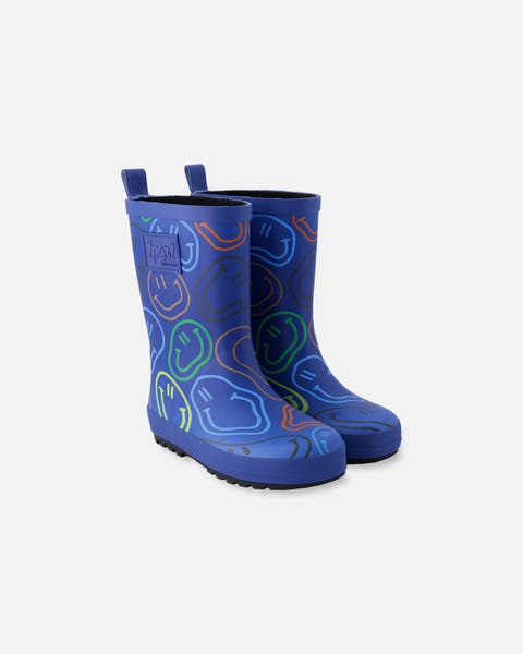 Waterproof Smiley Rain Boots in Natural Rubber (Toddler, Little Kid & Big Kid)