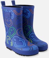 Deux par Deux Waterproof Smiley Rain Boots in Natural Rubber