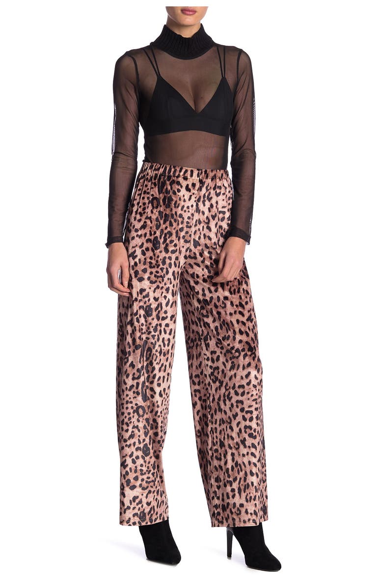 LOVE AND HARMONY Leopard Print High Waisted Velour Pants, Main, color,