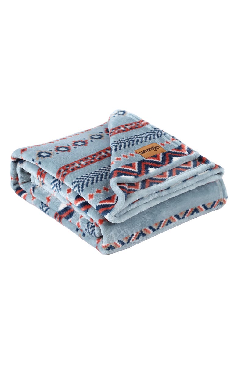Wrangler Diamond Trail Throw Blanket, Main, color, Blue