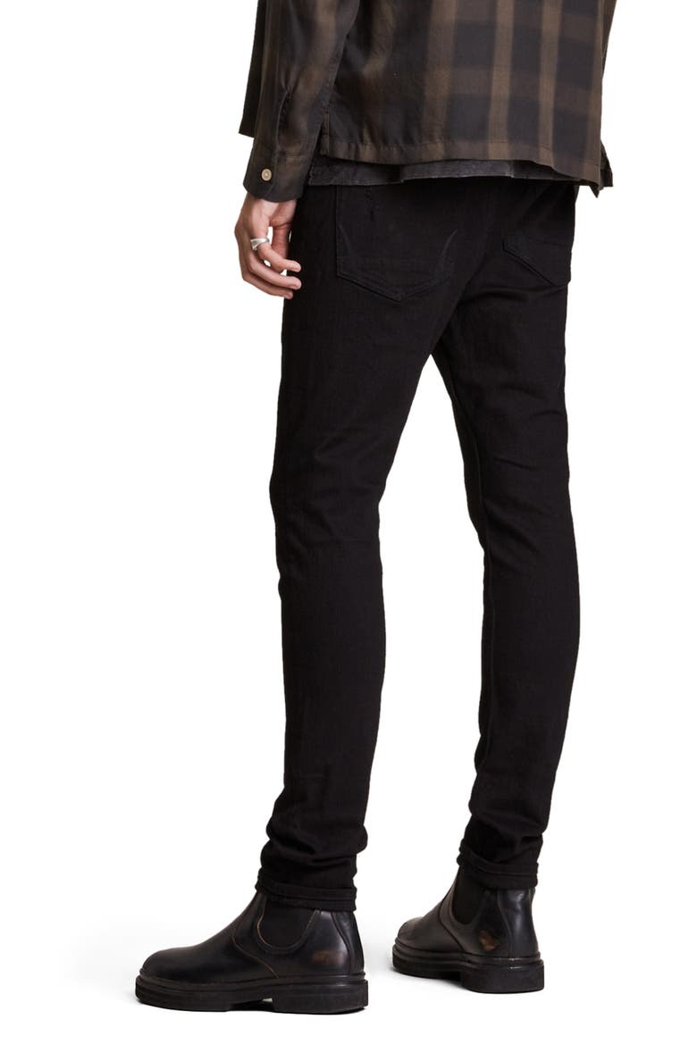 Damaged Cigarette Skinny Jeans, Alternate, color, BLACK