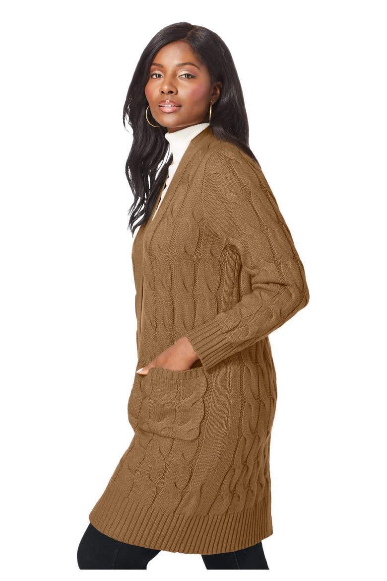 Cable Duster Sweater, Alternate, color, BROWN MAPLE