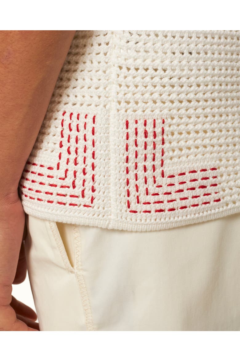 Batten Crochet Polo Shirt, Alternate, color, Sea Mist
