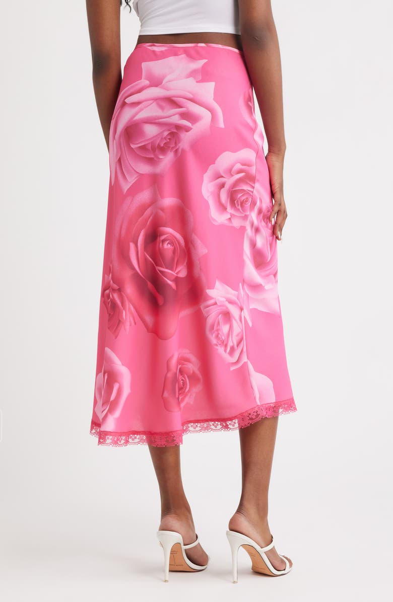 Bella Venice Roxy Rose Print Midi Skirt, Alternate, color, Pink Rose