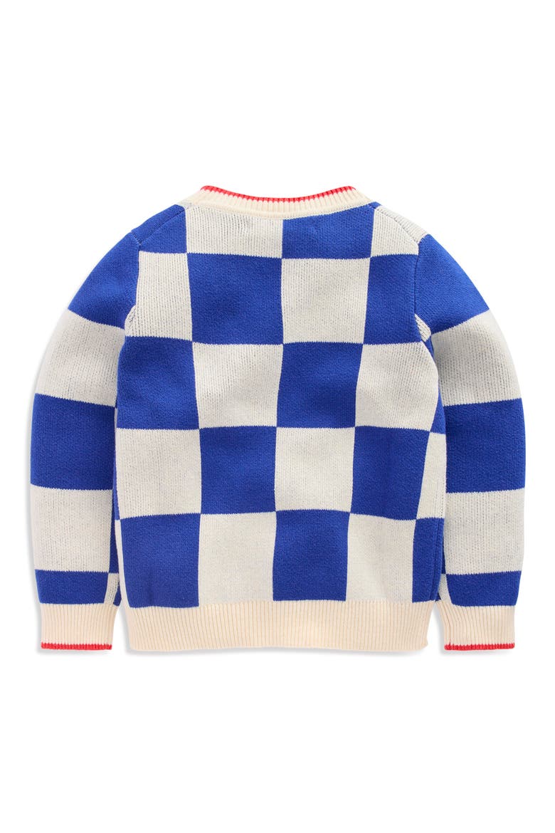 Kids' Check Cotton Sweater, Alternate, color, SURF THE WEB CHECKBOARD