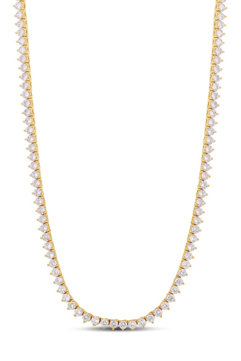 Three Prong Round Tennis Necklace, Main, color, GOLD