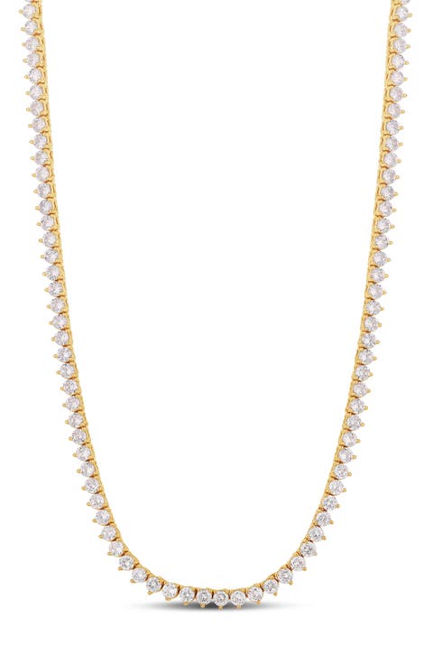 Three Prong Round Tennis Necklace