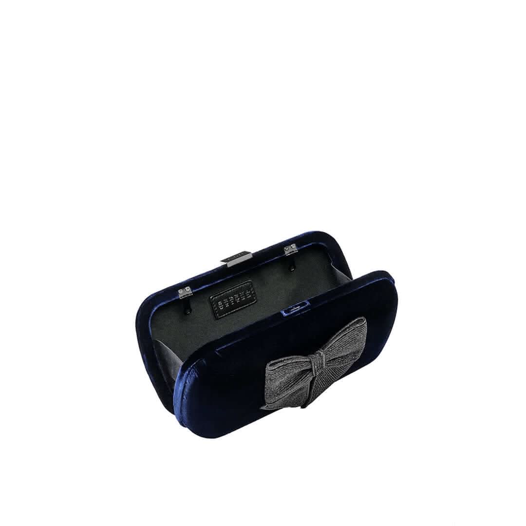 Fiocco Velvet Clutch, Alternate, color, Navy