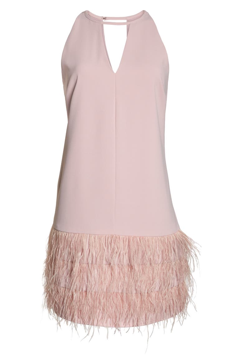 Feather Hem Shift Dress, Alternate, color, BLUSH