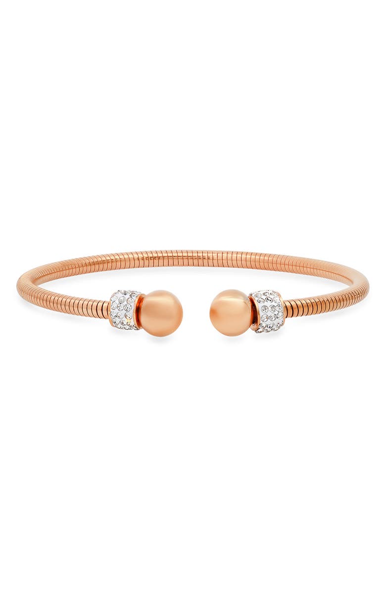 STEELTIME HMY JEWELRY Crystal Cuff Bracelet, Main, color, Rose