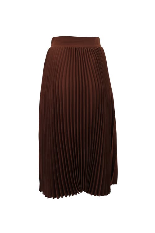 Theo The Label Atlas Pleated High Slit Skirt In Blue