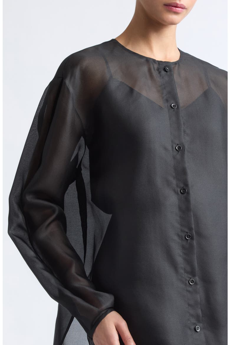 Silk Long Sleeve Shirt, Alternate, color, BLACK