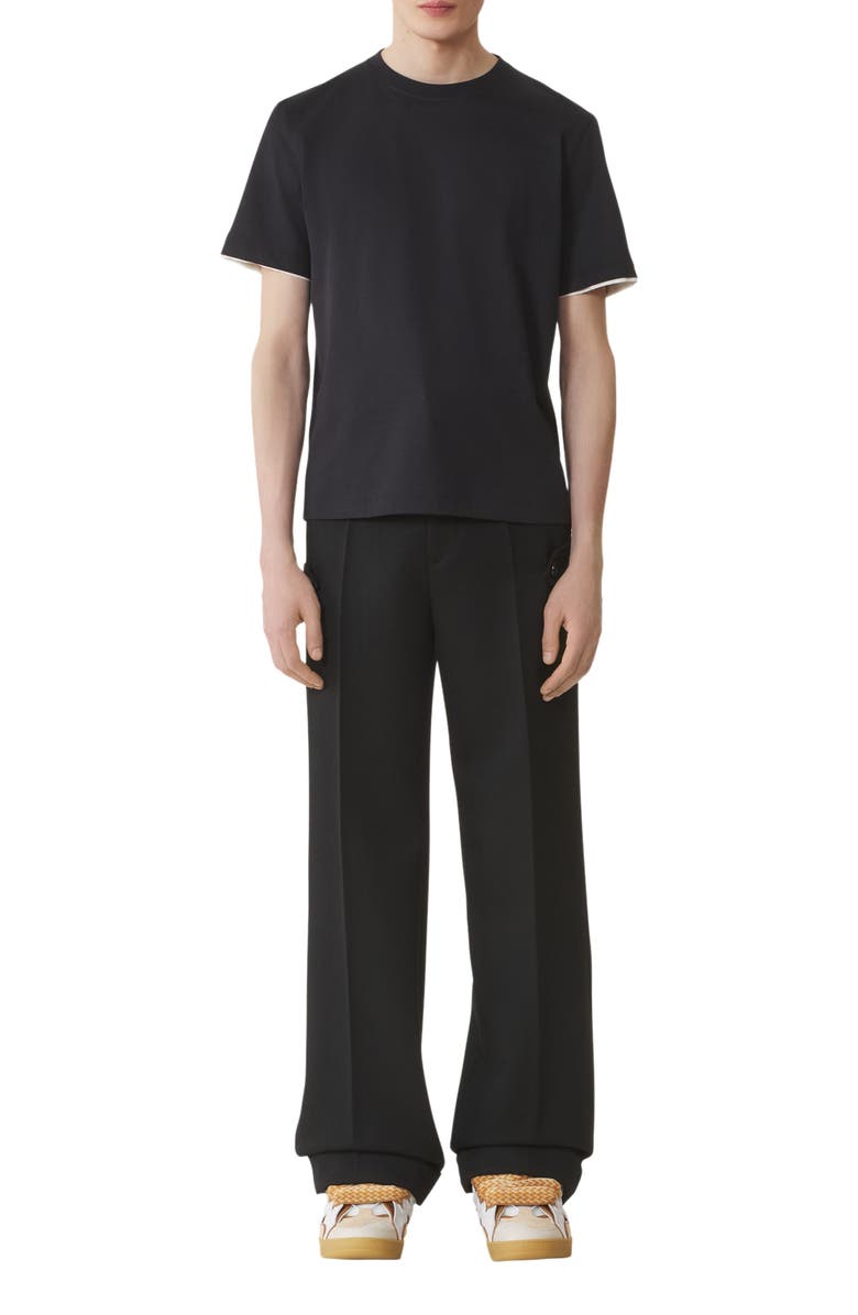 Lanvin Light Wool Chino Pants, Main, color, Black