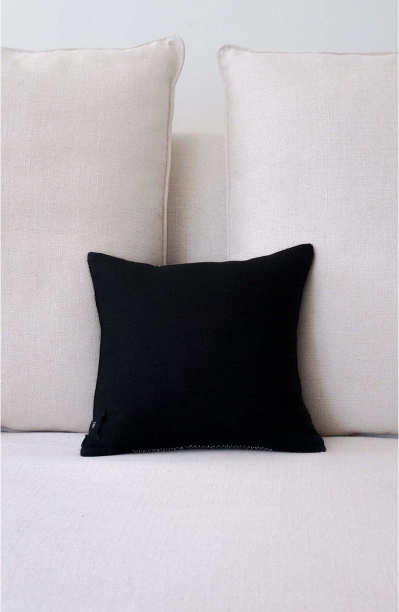 Voz Diamante Square Textile Small Pillow in Ivory, Alternate, color, Black/Ivory