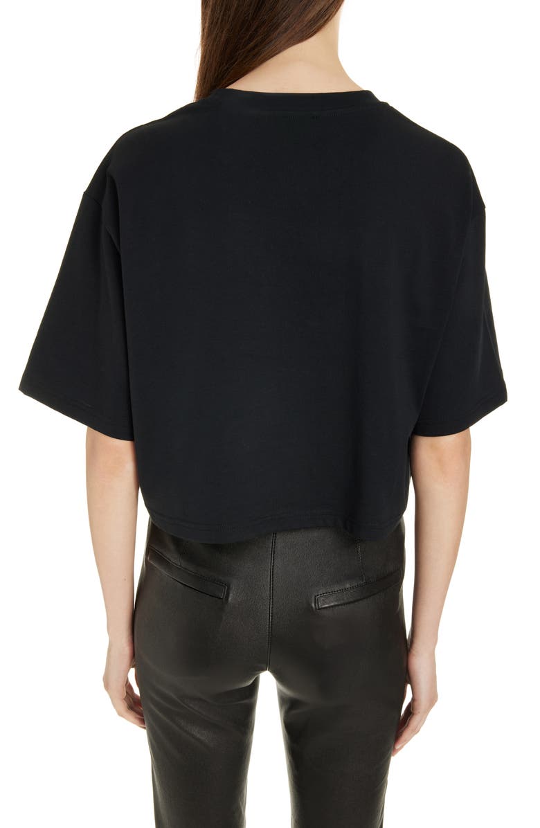 Balmain Laminated Logo Crop T-Shirt, Alternate, color, 
