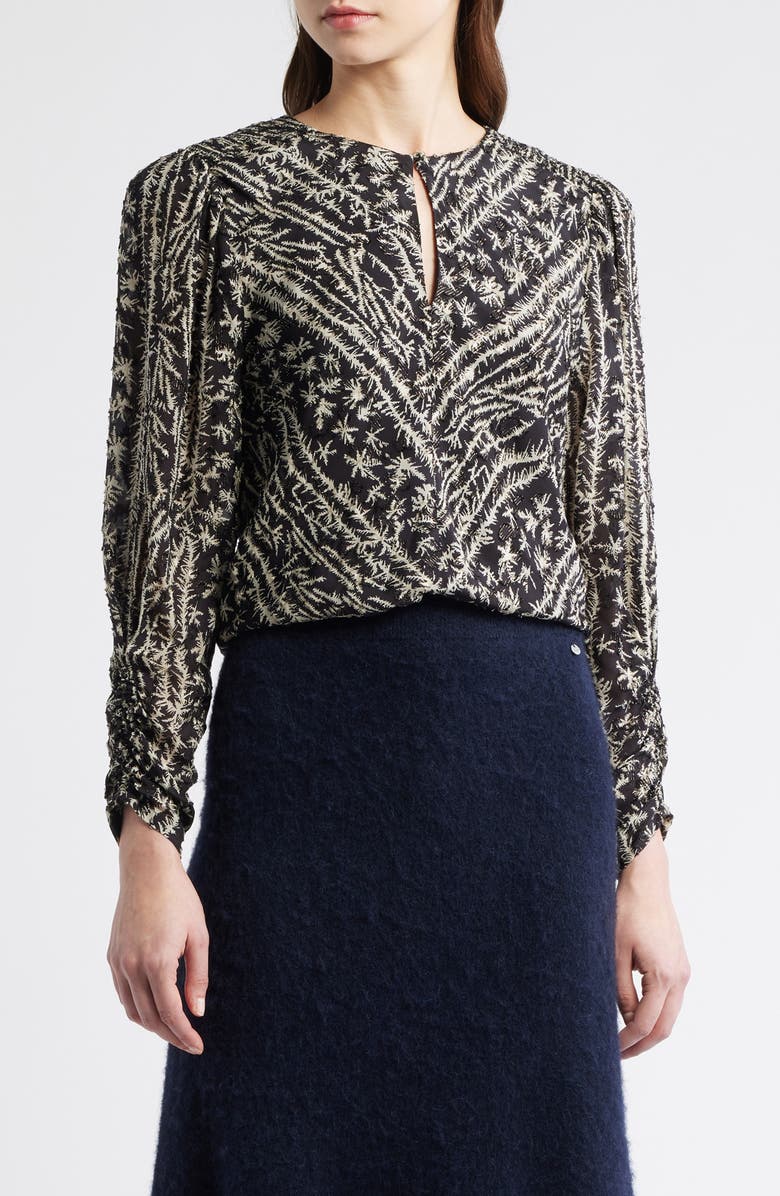 BOSS Orange Bilimi Keyhole Long Sleeve Top, Main, color, Black