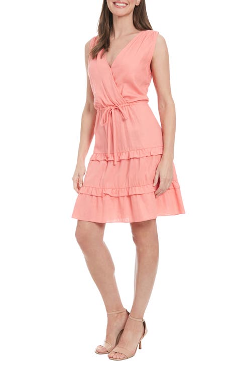 Sleeveless Linen Blend Tiered Dress