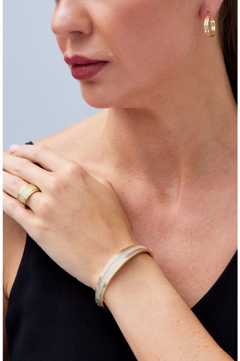 Modern Pavé Wide Hinged Cuff Bracelet, Alternate, color, YELLOW
