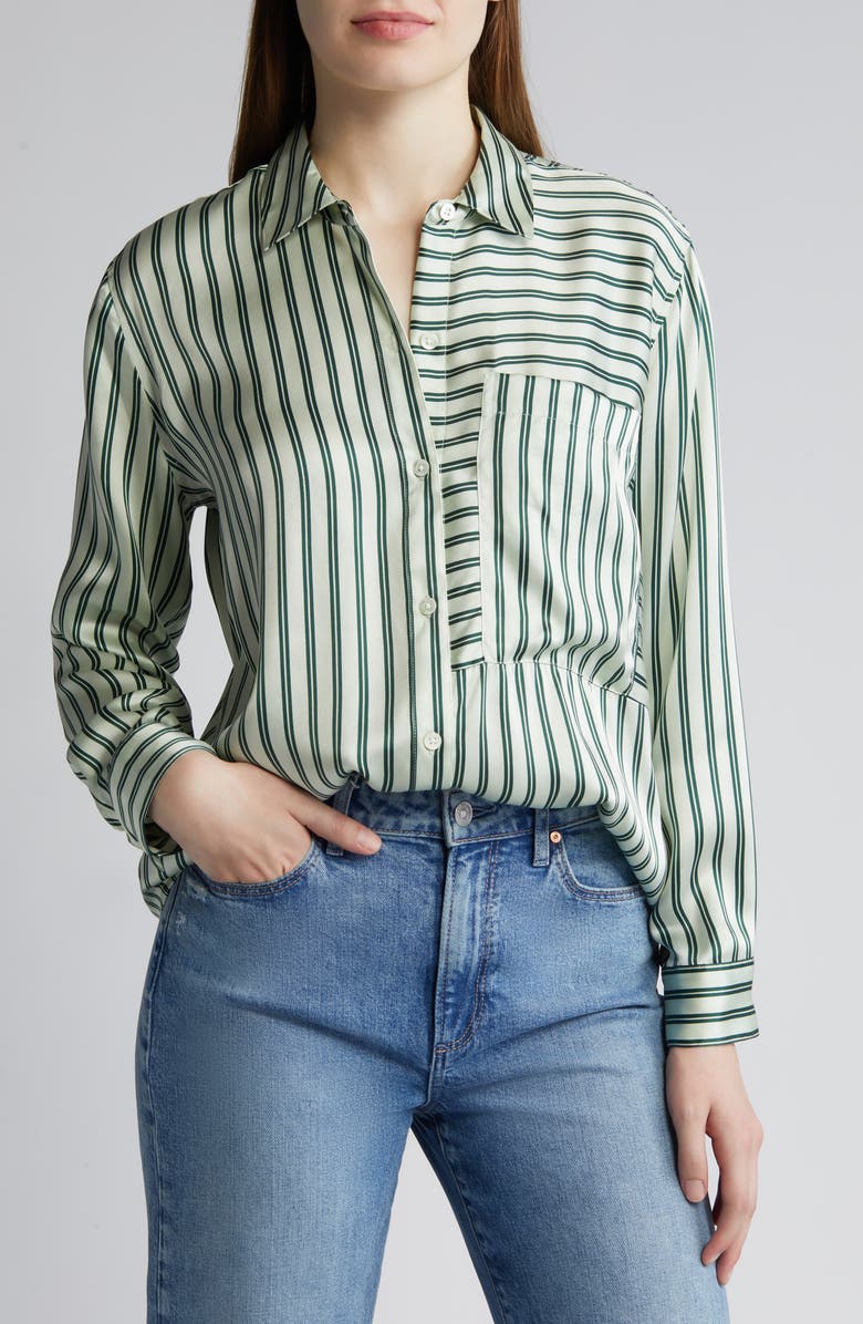 Rails Spencer Stripe Silk Shirt, Main, color,