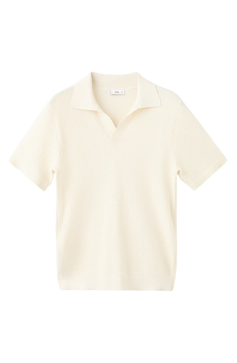 MANGO Structured Knit Polo, Alternate, color, Ecru