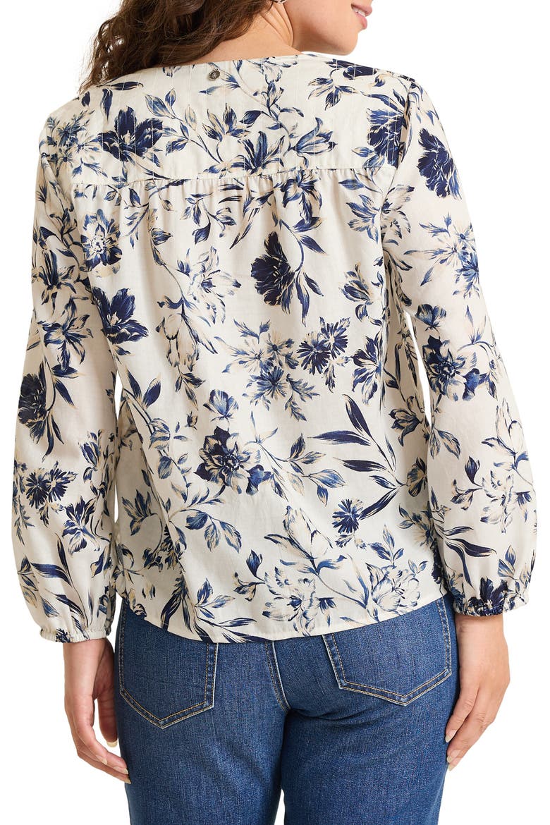 Flora Flourish Split Neck Top, Alternate, color, COCONUT