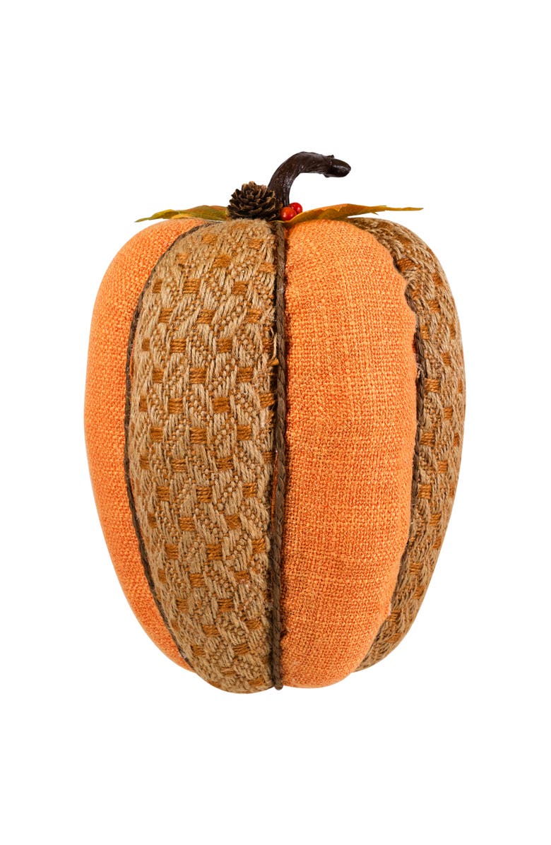 Northlight Burlap and Jute Woven Tall Fall Harvest Pumpkin with Berries - 10.5" - Orange and Brown, Main, color, 