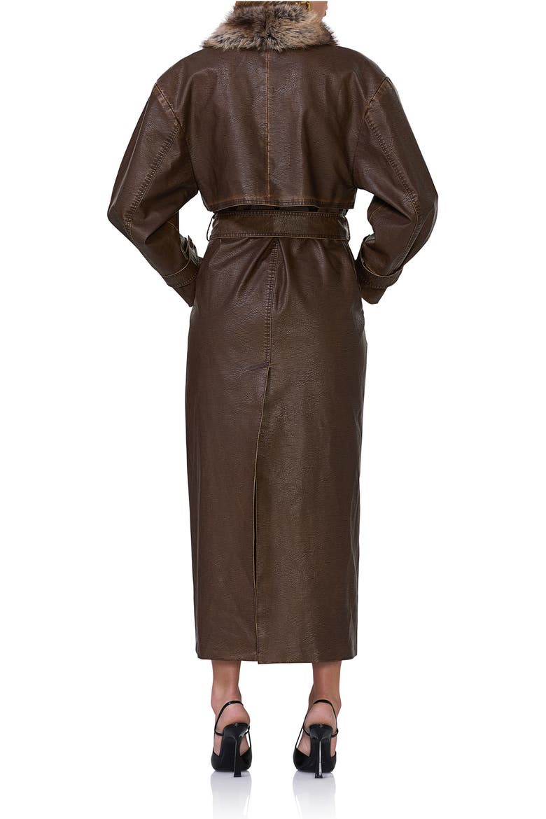 Saint Faux Leather & Faux Fur Coat, Alternate, color, WASHED BROWN