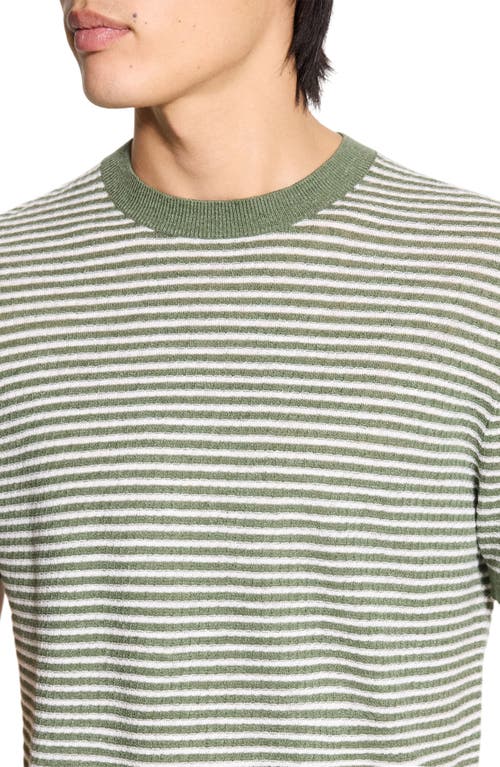 Theory Stripe Linen Tee In Green
