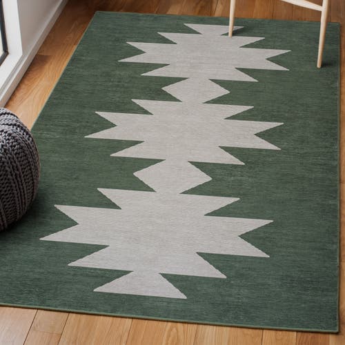 Jonathan Y Chayton Minimalist Geometric Machine-washable Area Rug In Green