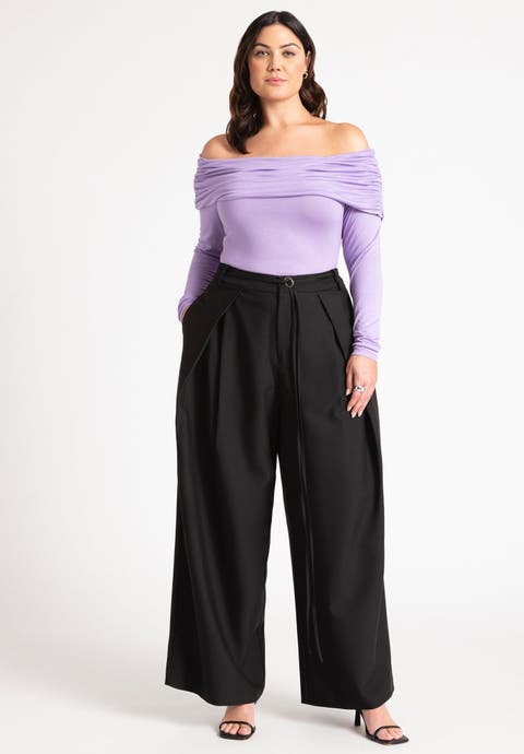 Pleat Detail Trouser With Long Belt (Plus)