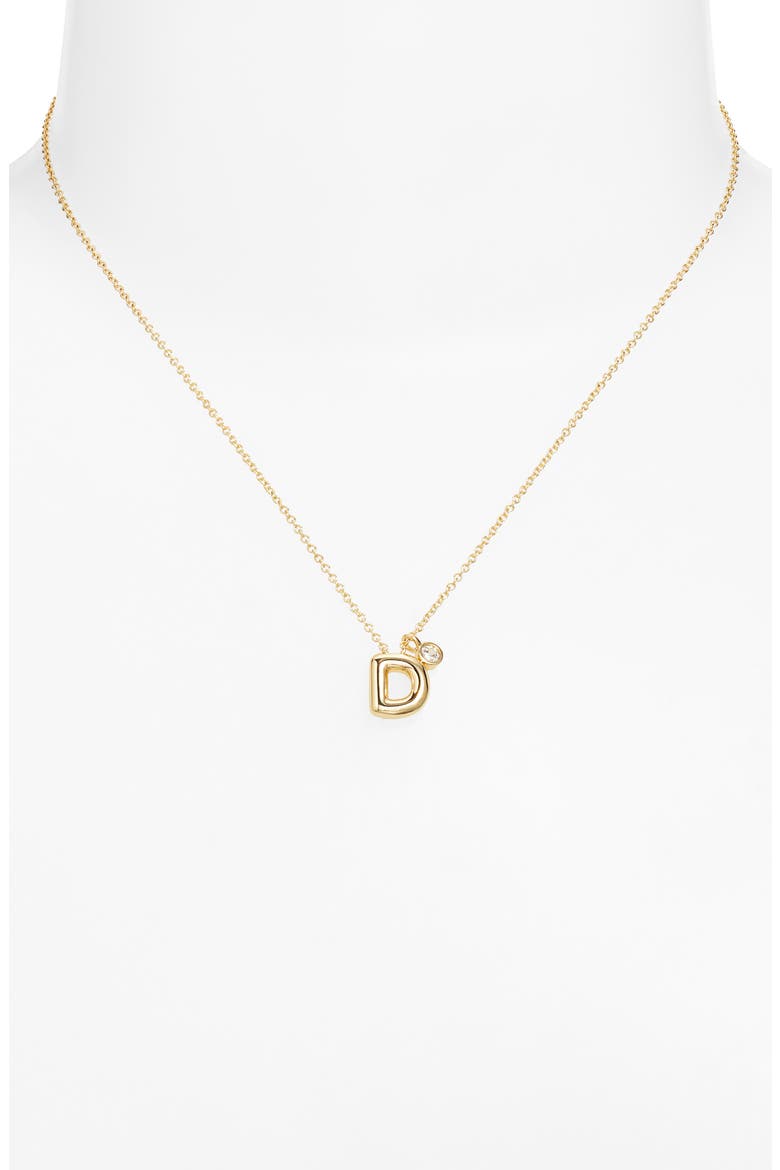 Goldtone Initial Pendant Necklace, Alternate, color, D- CLEAR- GOLD