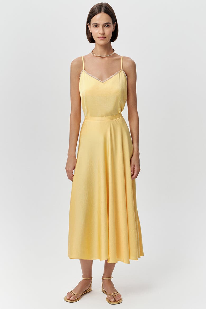 Aundray Fitted Concealed Zipper Flared Midi Skirt, Alternate, color, Yellow