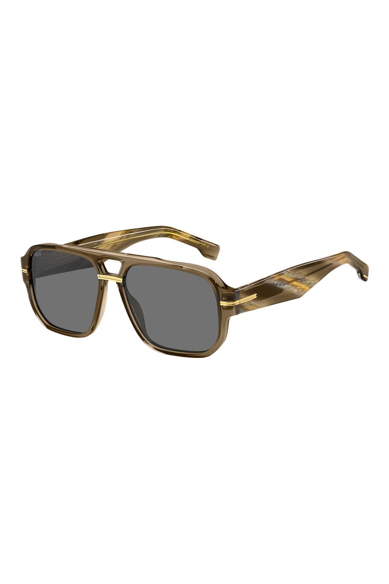 57mm Rectangular Sunglasses, Alternate, color, BROWN/ GREY AR